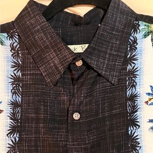 Men's Black and Blue Patterned Shirt